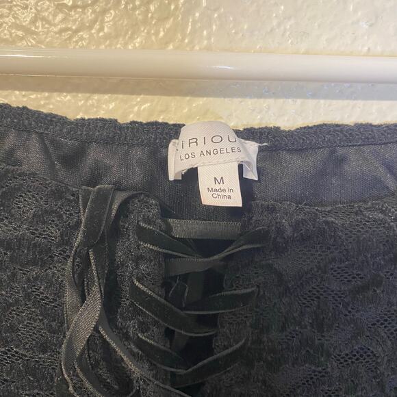 Kirious Black Velvet Burnout Off Shoulder Whimsygoth Long Sleeve Midi Dress Sz M - Picture 4 of 10